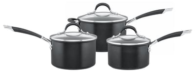 Circulon Momentum Saucepan Set Black Aluminium 3 Piece Cookware - 16/18/20 cm