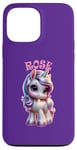 Coque pour iPhone 13 Pro Max Motif licorne mignon pour filles avec nom rose