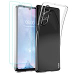 J&D Case Compatible for Samsung Galaxy A25 5G, Crystal Clear Anti-Yellow Ultra Slim case with (2-Pack) Screen Protectors, Anti-Shock Soft TPU Silicone Case for Galaxy A25 5G, Transparent