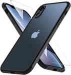 Coque Pour Iphone Xr,Coque Iphone Xr Antichoc Avec Verre Trempé Anti-Rayures,Étui De Protection Pour Iphone Xr Protection Militaire Souple Tpu Bumper Housse Pour Iphone Xr - Noir(Q1252)