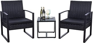 MAINWIN 3-Piece Wicker Outdoor Patio Furniture Set, Black