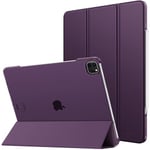 MoKo Coque pour iPad Air 13 Pouces 2024 / iPad Pro 12,9 (6e/5e Gén 2022/2021), Étui Intelligent Dos Translucide Givré en PC Dur, Support Touch ID et Apple Pencil Pro/2e/USB-C, Violet Sombre