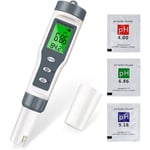 Ersandy - Testeur ph Mètre, Testeur ph Piscine Électronique 4-en-1, ph tds ec &Mètre Température, Testeur de qualité de l'eau avec Écran lcd et