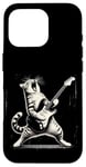 Coque pour iPhone 16 Pro Guitare chat à bascule jouant hilarant Kitty Cat Guitarist