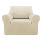 Deconovo 1 Pièce Jacquard Housse de Fauteuil 1 Place Relax Extensible pour Enfant Beige Protege Sofa Canapé Revêtement de Canapé