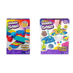 Kinetic Sand, Squish N’ Create with 382g of Blue, Yellow and Pink Play Sand, 5 Tools, Sensory Toys &, Rainbow Mix Set with 3 Colours of (382g) and 6 Tools, for Kids Aged 3