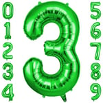 OFFCUP Ballon Chiffre 3 Vert | Ballon Anniversaire 3 An 101cm | Numéro de Ballon | Décoratif Ballon | D'hélium Decoration Anniversaire Fête Vacances Ans Anniversaire