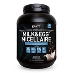 EAFIT - Milk&Egg - Protéines tri-sources : caséine, isolat, blanc d'oeuf - Assimilation lente - Protein de caseine - Proteine en poudre pour musculation - BCAA vitamine et minéraux- Café - 750g