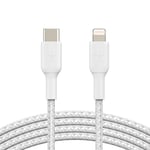 Belkin USB-C til Lightning-kabel med flettet strømpe 2 meter - hvit