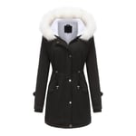 Parka Femme,Chaleureuse Parka Femme D'automne D'hiver,Parka Femme Longue À Capuche Fausse Fourrure Grande Taille Xhmb501