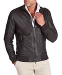 D'Arienzo Bomber Veste Cuir Marron Foncé Homme Blouson Cuir Véritable Made in Italy 106 46/S/Marron foncé