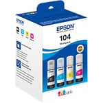 Epson 104 Original Ink Bottle C13T00P640 Black, Cyan, Magenta, Yellow Pack of 4