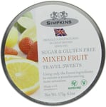 Simpkins Sugar Free Mixed Fruit Travel Sweets 175g Tin Pack of 3