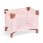 LullaBaby Folding Pink Crib – Star-Print Design – 14-inch Nursery Accessories – Toys for Kids Ages 2 & Up – Baby Doll Playpen, LBY7628Z, Multi, Small