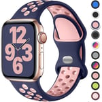 Sportband kompatibel med Apple Watch Band 38mm 40mm 41mm, Andningsbart Silikon Dubbel Håls Spänne Armband, För Iwatch Serie 7 6 5 4 3 Se, 38mm/40mm/4