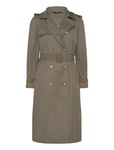 Lauren Ralph Lauren Belted Double-Breasted Trench Coat Khaki Green