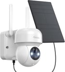 2K Camera Surveillance WiFi Extérieure Solaire, 360° Caméra WiFi Extérieure sans Fil, Caméra de Extérieur WiFi, Vision Nocturne Couleur, Détection de Mouvement PIR, Audio Bidirectionnel, IP65