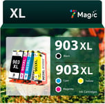 903XL 903 XL Compatible pour Cartouche HP 903 XL Noir et Couleur Remplacement pour 903 XL 903XL Cartouche HP Officejet Pro 6950 6960 6970 Cartouches(1 Noir,1 Cyan,1 Magenta,1 Jaune,4-Pack)