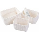 Lot De 3 Paniers De Rangement Tressés Pour Accessoires De Maquillage, Salle De Bain, Table à Langer, Petit Compartiment De Rangement (Blanc) - Ahlsen