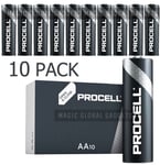 10X DURACELL INDUSTRIAL AA BATTERIES ALKALINE 1.5V LR6 MN1500 PROCELL BATTERY LR