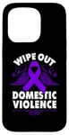 Coque pour iPhone 15 Pro Wipe Out Domestic Violence, ruban violet