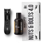 MANSCAPED® Nuts and Bolts 4.0, Men's Grooming Kit, Includes The Lawn Mower® 4.0 Ergonomically Designed Powerful Waterproof Trimmer, The Crop Preserver® Ball Deodorant and Disposable Shaving Mats