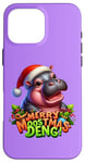 Coque pour iPhone 16 Pro Max Adorable bébé hippopotame Moo Deng Merry Moostmas Christmas Cheer