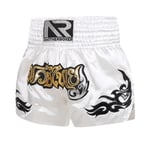 Boxningsshorts Antifriktion Muay Thai kickboxningsshorts för män White M