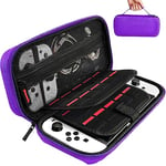 daydayup Switch Case Compatible with Nintendo Switch/Switch OLED - Carrying Case with 20 Game Cartridges, Protective Hard Shell Travel Case Pouch for Nintendo Switch Console & Accessories (Purple)