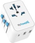 MyTravelPal Universal Travel Adapter with USB C & USB | Worldwide Travel Adapter