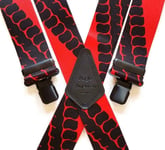 Mens Braces Heavy Duty 1.5" Or 2" Motorbike Red Tyre Tread Bikers Black Clips