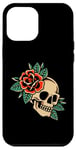 Coque pour iPhone 12 Pro Max Tatouage esthétique rose rouge fleur pour enfants homme femme