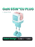 UGREEN Uno Rg 65w 3-Port Gan Fast Charger Pink Blue Eu