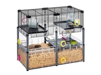 Ferplast Stor Hamsterbur Med Tilbehør - Modulopbygget - Multipla Hamster, 72,5 X 37,5 X H 62 Cm