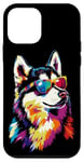 Coque pour iPhone 12 mini Husky avec Lunettes de Soleil Chien J'aime les Chiens Huskys