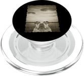 Bulldog Dog Selfie Vieux Téléphone Photo Drôle Observation OVNI PopSockets PopGrip pour MagSafe