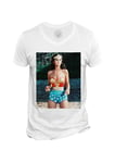 T-Shirt Homme Col V Lynda Carter Wonderwoman Miss World Actrice Cinema