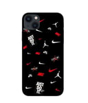 Coque Iphone 13 Nike Jordan Blanc Rouge Fond Noir