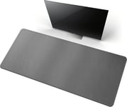 Tapis de bureau en cuir,120x50cm extra large tapis de bureau, Tapis de souris antidérapant étendu, Tapis de bureau en cuir PU imperméable, Sous main bureau pour le bureau et la maison (gris)