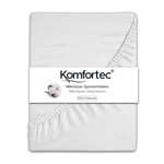 Komfortec Drap-Housse 160 x 200 cm en Microfibre brossée, Blanc