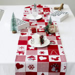 Christmas Table Runner 14x67" Size Essential Home New Red---tabl N3