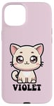 Coque pour iPhone 15 Plus Violet Motif chat mignon pour fille Violet