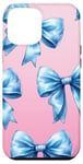 iPhone 13 Pro Max Aesthetic Blue Bows in a Watercolor Style Girl Case