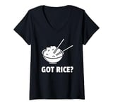 Womens Cute Rice Design For Men Women White Food Cooker Rice Lover V-Neck T-Shirt