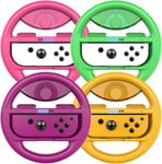 Volant Switch, Racing Wheel Joy Con, Volant De Course Pour Mario Kart 8 Deluxe / Nintendo Switch & Modèle Oled, Vert Néon / Rose Néon / Violet Néon / Orange Néon (Pack De 4)