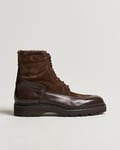 John Lobb Peak Shearling Lined Boots Dark Brown