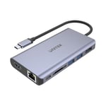 UnITEK Human Friendly Hub USB-C avec écran MST Triple écran, 2 x HDMI + VGA, 1 x Port USB-A et USB-C Power Delivery 100 W, USB 3.1 5 Gbps, 4 K @ 30 Hz, 2 K @ 60 Hz, Aluminium, SuperSpeed