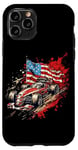 iPhone 11 Pro Vintage Auto Racing Car American Flag 4th of July, Auto Race Case