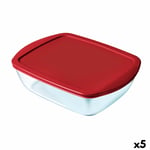 Rektangulär matlåda med lock Pyrex Cook & Store Rektangulär 2,5 L Röd Glas (5 antal)