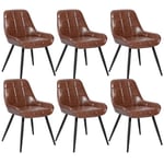 WOLTU Lot de 6 Chaises de Salle à Manger, Chaises Relaxantes en Simili Cuir, Chaises Scandinaves Ergonomiques avec Dossier pour Salon, Salle de séjour, Cuisine, Chambre à Coucher,Marron, BH332br-6